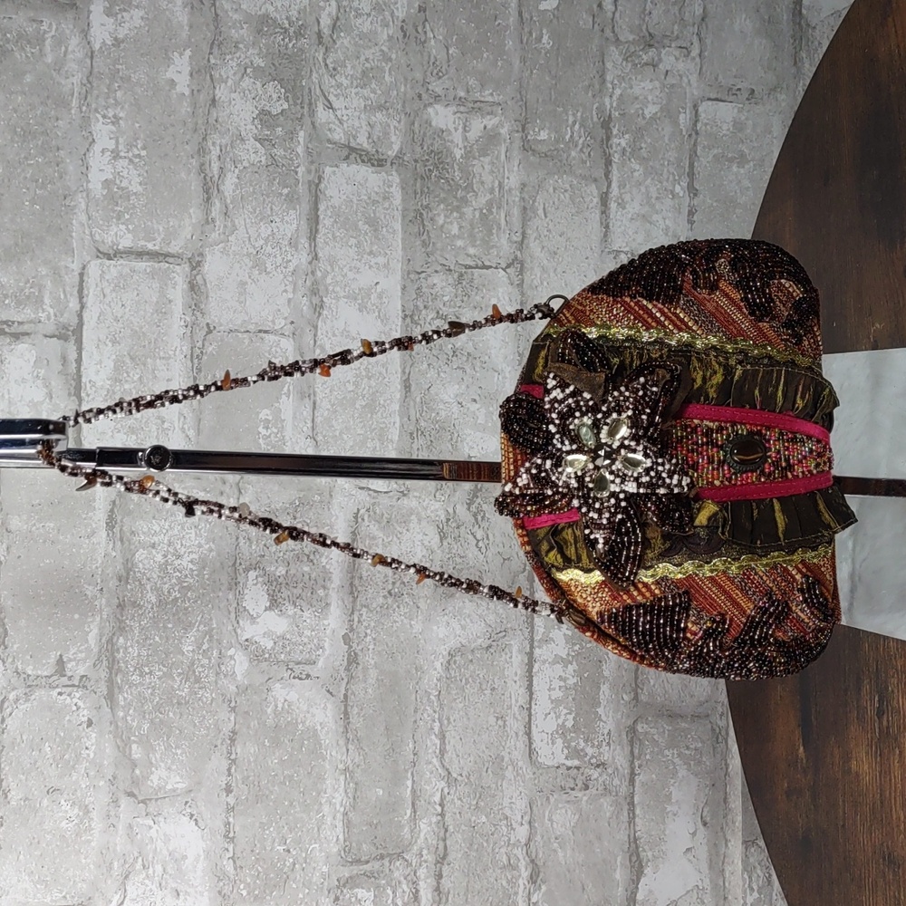 Embellished Hardshell Clutch Bag w/Beaded Strap